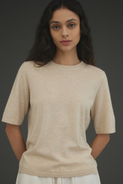 캐시미어 라운드반팔니트 베이지