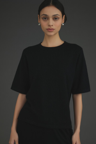 캐시미어 라운드반팔니트 블랙