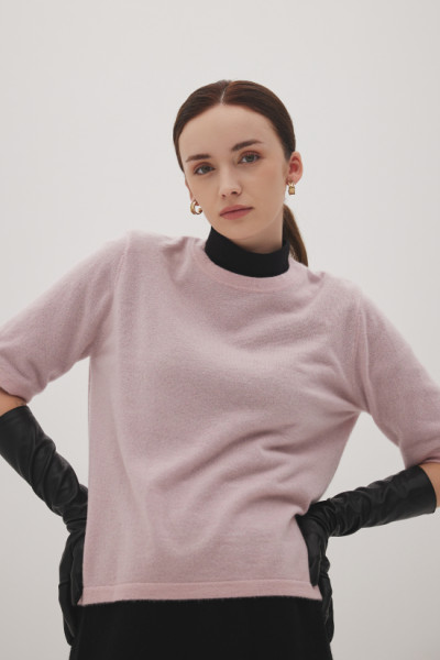 캐시미어 라운드반팔니트 핑크