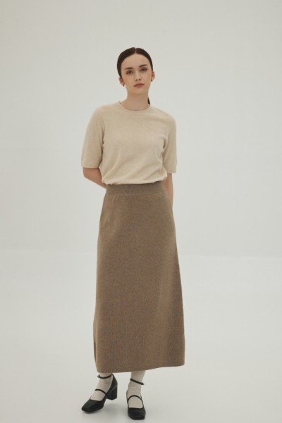 캐시미어 니트 롱스커트 브라운