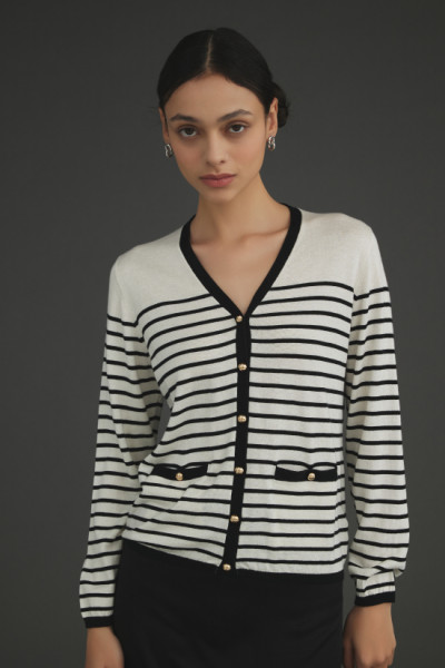 실크캐시 스트라이프 가디건
