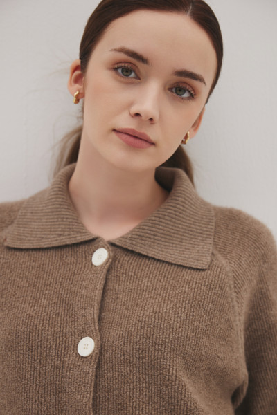캐시미어 빠이루가디건 브라운