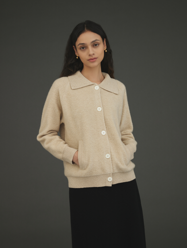 캐시미어 빠이루가디건 베이지