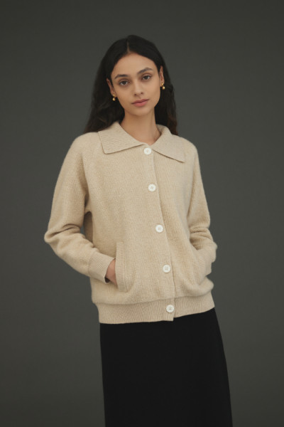 캐시미어 빠이루가디건 베이지