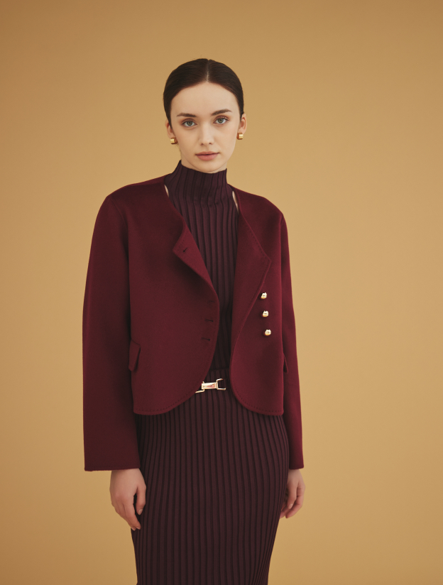 캐시미어 숏라운드 자켓 레드