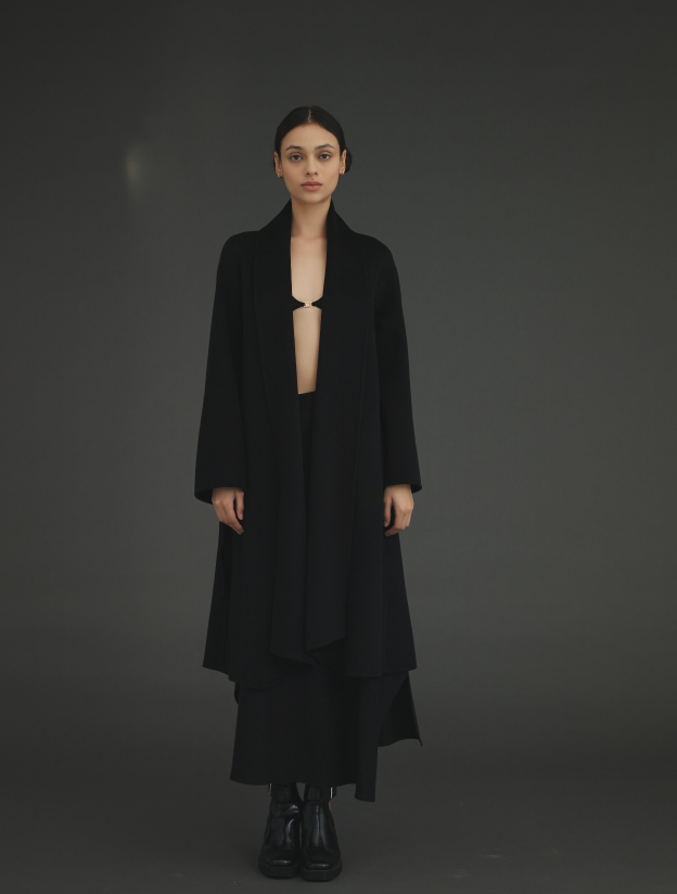 캐시미어 숄코트 블랙