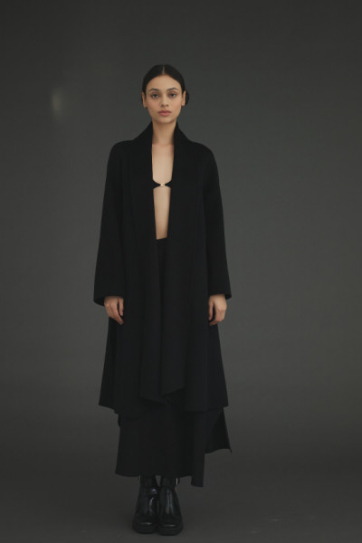 캐시미어 숄코트 블랙
